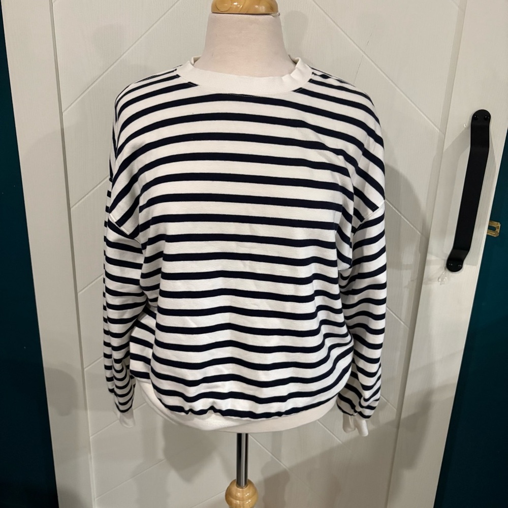 H&M Oversized Striped Crew Neck / nautical/ Coastal/ Sailing